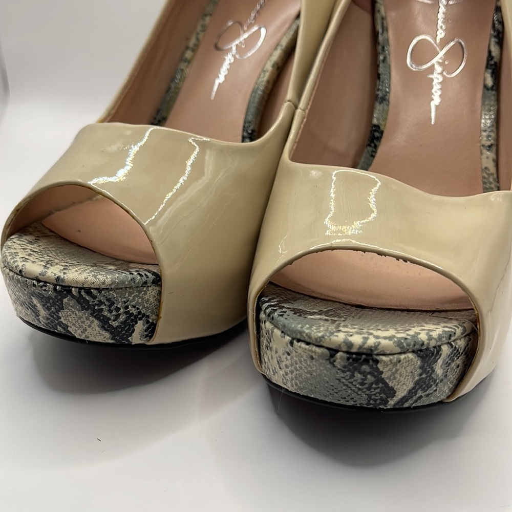 NWOT- Jessica Simpson Amandax open toe snake print Heels - Picture 11 of 13